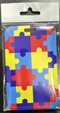 ID Card Badge Holder - Autism Awareness Puzzle Pieces Solid Block Pattern - foto real del paquete