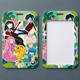 ID Card Badge Holder - Adventure Time - Green Jungle Leaf Background Full Character Group