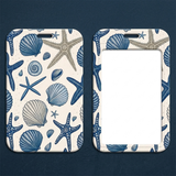 ID Card Badge Holder - Seashells and Starfish Pattern