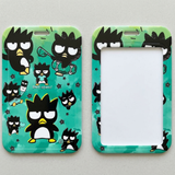 ID Card Badge Holder - Sanrio - Badtz-Maru Multiple Poses Teal Stars Background