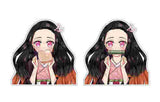 3D Lenticular Sticker - Demon Slayer - Nezuko Kamado Eating Toast and Bamboo
