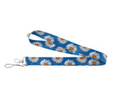 Lanyard - Daisy Pattern (White and Yellow on Blue)