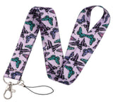 Lanyard - Butterflies (Teal, Purple, Black) on Light Purple