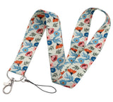Lanyard - Floral Pattern (Orange, Blue, Pink Flowers)