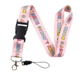 Lanyard - "I DON'T WORK HERE I JUST WORK HERE" Quote (Pink Colorful Text)