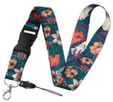 Lanyard - Floral Pattern (Teal Background)