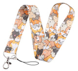 Lanyard - Orange, grey, and white cartoon cats - DESIGN