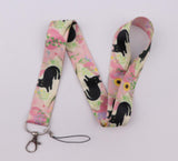 Lanyard - Black Cat and Flowers #2