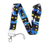 Lanyard - Black Cats with Yellow Eyes and Blue/White Splatter