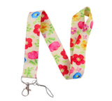 Lanyard - Floral Pattern (Red, Pink, Yellow, Blue Flowers on Cream Background)