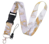 Lanyard - White and Gold Marble
