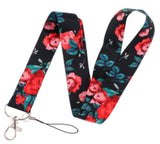 Lanyard - Red Roses on Black