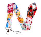 Lanyard - Alice in Wonderland - Alice, Cheshire Cat, Queen of Hearts, White Rabbit, Mad Hatter, Dormouse, Card Soldiers