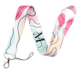 Lanyard - Abstract Pastel Swirls with Black "M"
