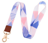 Lanyard - Geometric Triangles Pink and Blue