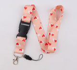 Lanyard - Red and White Hearts on Peach