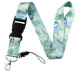 Lanyard - Light Yellow with Blue and Green Roses
