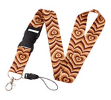 Lanyard - Brown and Tan Wavy Hearts