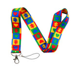 Lanyard - Autism Awareness Puzzle Pieces and Hearts