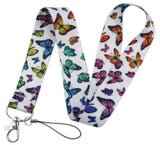 Lanyard - Colorful Butterflies on White