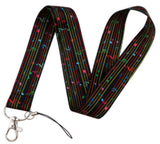 Lanyard - Black lanyard with colorful music notes and staff lines - DESIGN