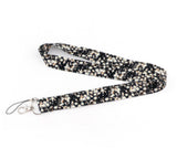 Lanyard - White and Brown Floral on Black