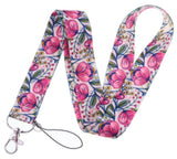 Lanyard - Pink Peonies and Green Leaves