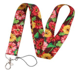 Lanyard - Floral Gerbera Daisies on Brown