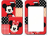 ID Card Badge Holder - Mickey & Friends - Mickey And Minnie Mouse Patchwork Red