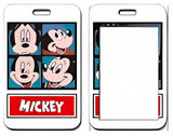 ID Card Badge Holder - Mickey & Friends - Mickey Mouse Four Expressions Red Text