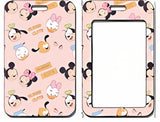 ID Card Badge Holder - Mickey & Friends - Cute Faces Pink Pattern