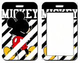 ID Card Badge Holder - Mickey & Friends - Mickey Mouse On Black White Stripes