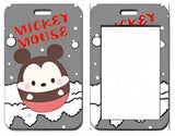 ID Card Badge Holder - Mickey & Friends - Mickey Mouse In Snow With Red Text