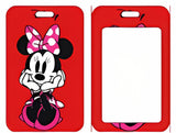 ID Card Badge Holder - Mickey & Friends - Minnie Mouse Posing Red Background