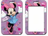 ID Card Badge Holder - Mickey & Friends - Minnie Mouse Dancing Purple Splatter Background