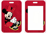 ID Card Badge Holder - Mickey & Friends - Minnie Mouse Sitting Red Background