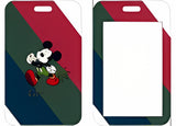 ID Card Badge Holder - Mickey & Friends - Mickey Mouse Dancing On Green Red Stripes