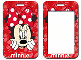 ID Card Badge Holder - Mickey & Friends - Minnie Mouse Peeking Red Floral Frame