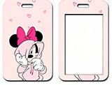 ID Card Badge Holder - Mickey & Friends - Minnie Mouse Pink Hoodie Hearts