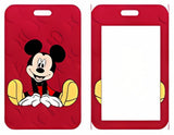 ID Card Badge Holder - Mickey & Friends - Mickey Mouse Sitting Red Background
