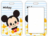 ID Card Badge Holder - Mickey & Friends - Baby Mickey Mouse On Blue Stripes