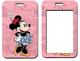 ID Card Badge Holder - Mickey & Friends - Minnie Mouse Posing On Pink Swirl Background