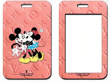 ID Card Badge Holder - Mickey & Friends - Mickey And Minnie Hugging On LV Monogram Pink