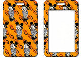 ID Card Badge Holder - Mickey & Friends - Mickey Mouse On Orange Swirl Pattern