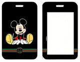ID Card Badge Holder - Mickey & Friends - Mickey Mouse Sitting On Gucci Stripe