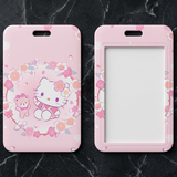 ID Card Badge Holder - Sanrio - Hello Kitty And Bear In Cherry Blossom Wreath