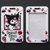 ID Card Badge Holder - Sanrio - Kuromi I Love You Pink Stripes