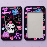 ID Card Badge Holder - Sanrio - Kuromi On Phone With Hearts And Stars