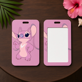 ID Card Badge Holder - Lilo & Stitch - Angel Posing On Pink Background