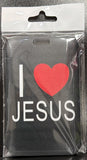 ID Card Badge Holder - I Love Jesus Red Heart Black - foto real del paquete